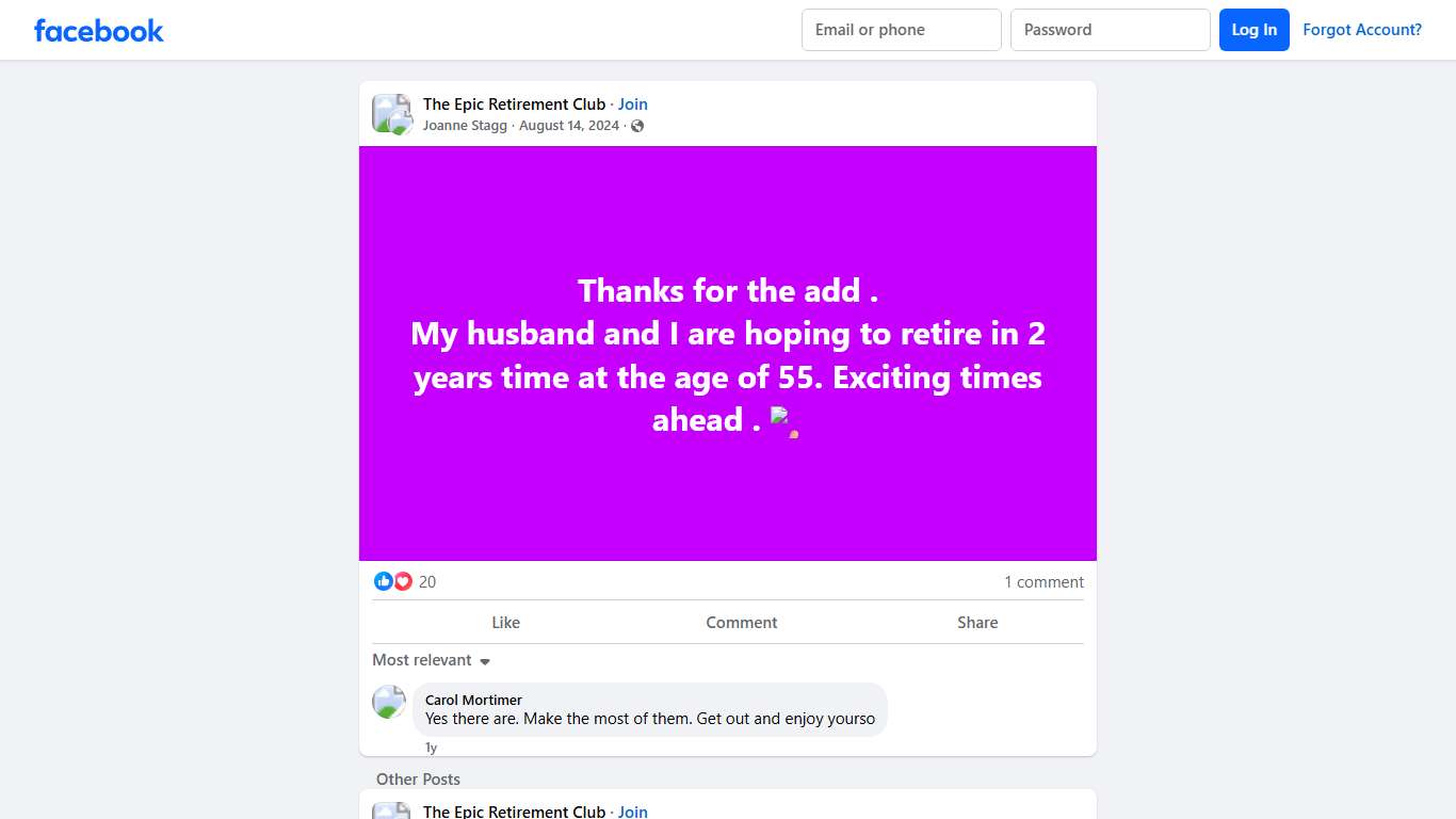 The Epic Retirement Club Thanks for the add Facebook